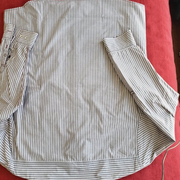 Men's XL Transcript long-sleeved button down casual shirt - grey striped cotton - Picture 8 of 8
